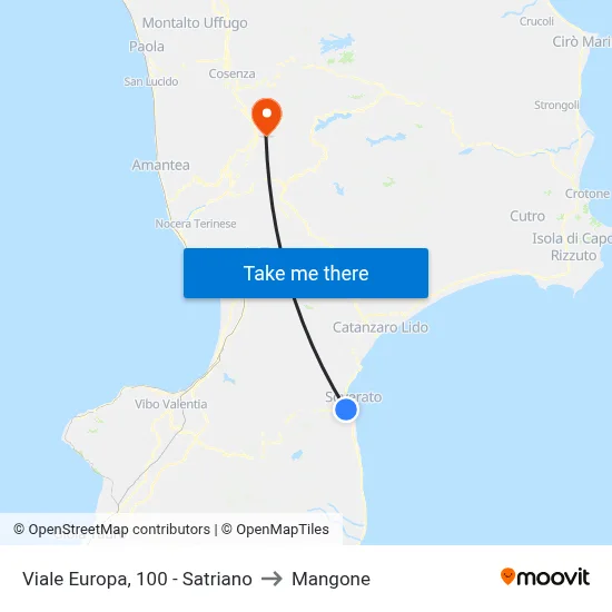 Europa Avenue, 100 - Satriano to Mangone map