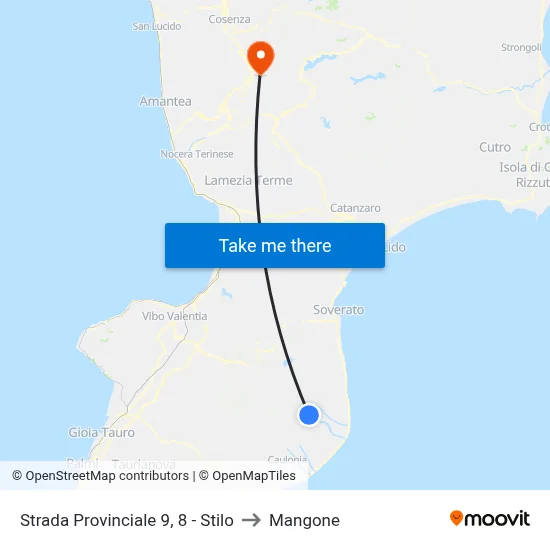 Provincial Road 9, 8 - Stilo to Mangone map