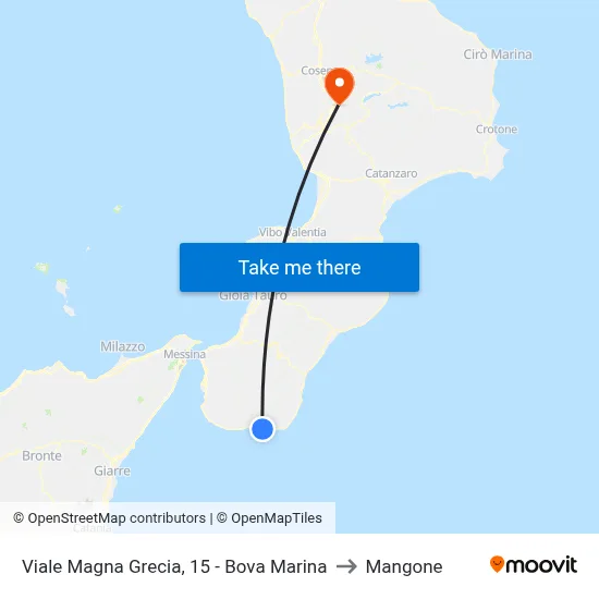 Magna Grecia Avenue, 15 - Bova Marina to Mangone map