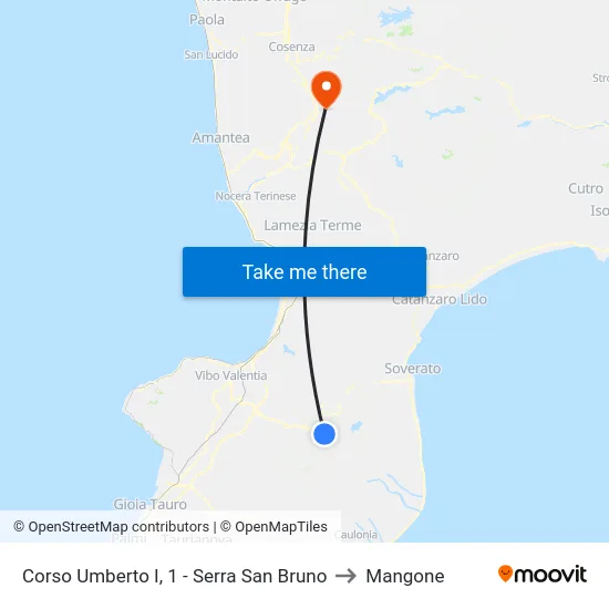 Corso Umberto I, 1 - Serra San Bruno to Mangone map