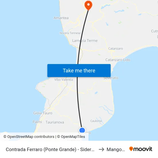 Ferraro District (Big Bridge) - Siderno to Mangone map