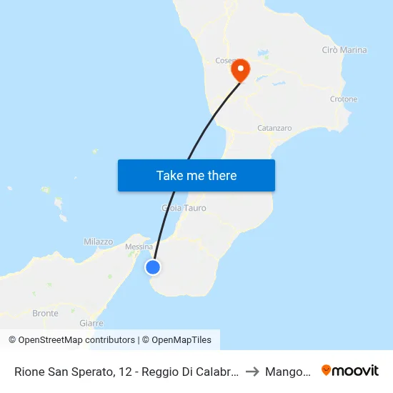 Rione San Sperato, 12 - Reggio Di Calabria to Mangone map