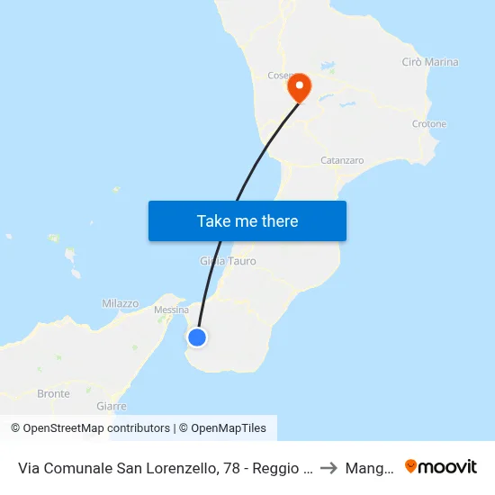 Via Comunale San Lorenzello, 78 - Reggio Di Calabria to Mangone map