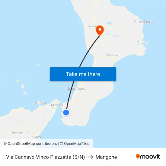 Via Cannavo-Vinco Square (S/N) to Mangone map