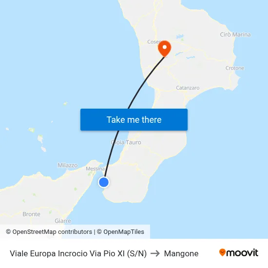 Viale Europa  Incrocio Via Pio XI (S/N) to Mangone map