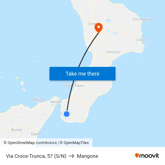 Via Croce-Trunca, 57 (S/N) to Mangone map
