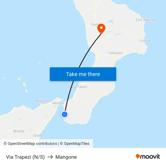 Via Trapezi  (N/S) to Mangone map