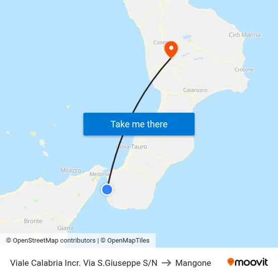 Viale Calabria S.Giuseppe Intersection S/N to Mangone map