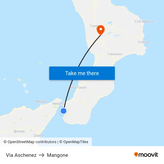 Aschenez Street to Mangone map