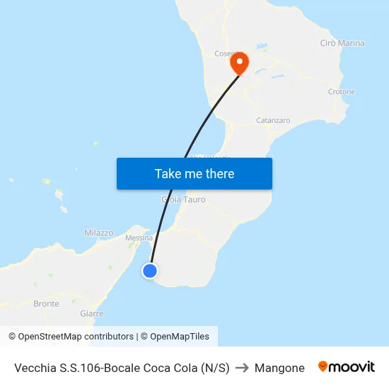 Vecchia S.S.106-Bocale  Coca Cola (N/S) to Mangone map
