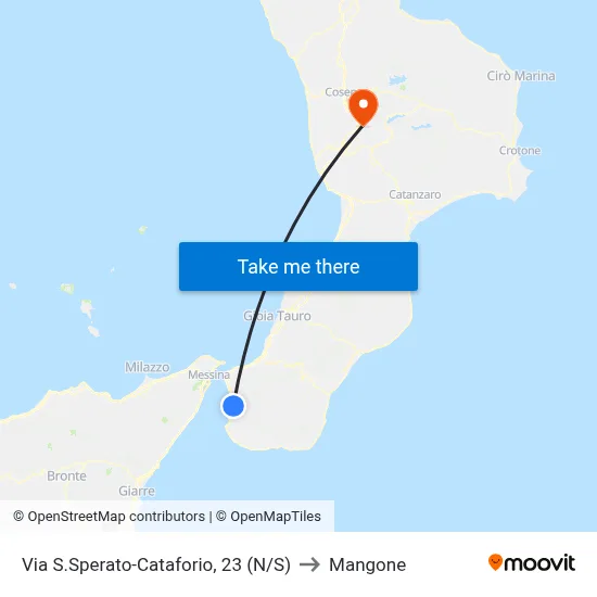 San Sperato-Cataforio Street, 23 (N/S) to Mangone map