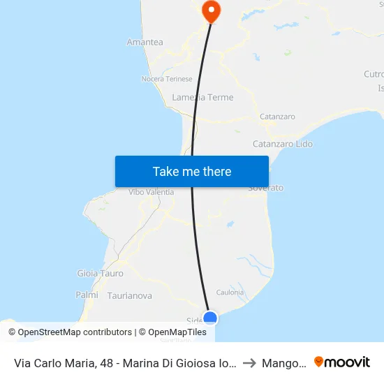 Via Carlo Maria, 48 - Marina Di Gioiosa Ionica to Mangone map