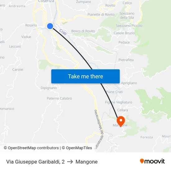 Giuseppe Garibaldi Street, 2 to Mangone map