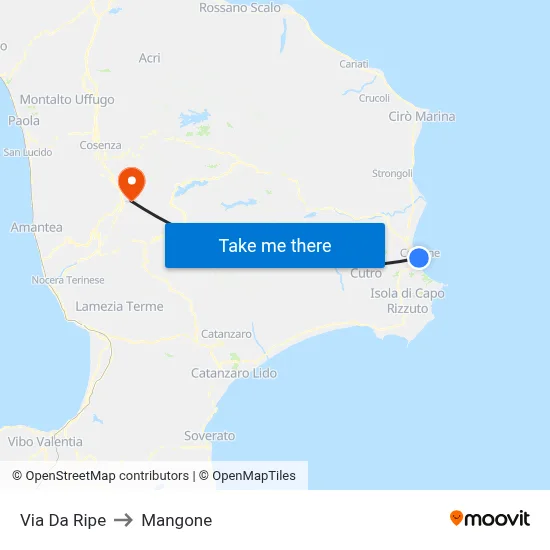 Da Ripe Street to Mangone map