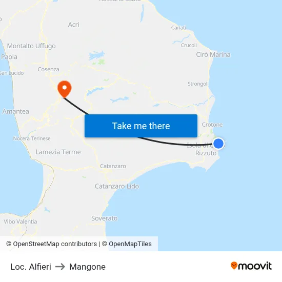 Loc. Alfieri to Mangone map
