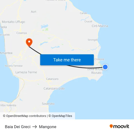 Baia Dei Greci to Mangone map