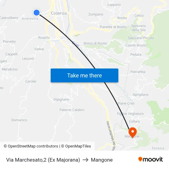 Marchesato Street, 2 (Former Majorana) to Mangone map