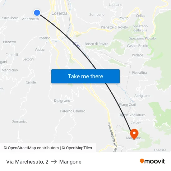 Marchesato Street, 2 to Mangone map