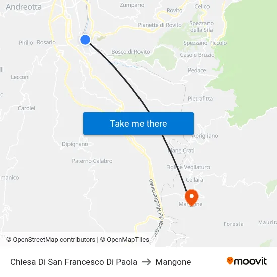 Chiesa Di San Francesco Di  Paola to Mangone map