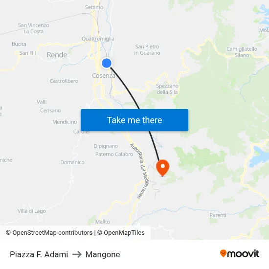 F. Adami Square to Mangone map