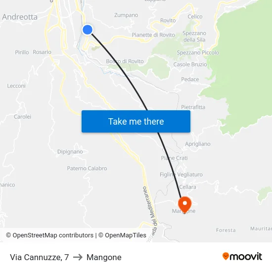 Via Cannuzze, 7 to Mangone map
