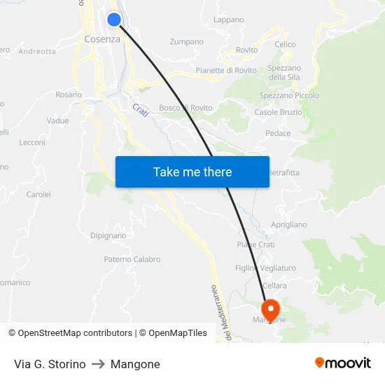 Via G. Storino to Mangone map