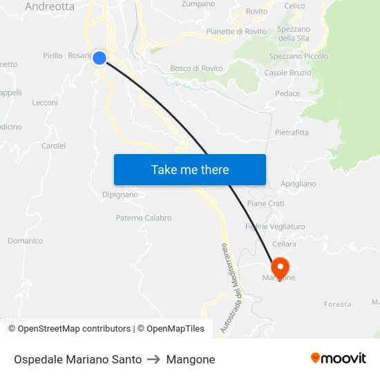 Ospedale Mariano Santo to Mangone map