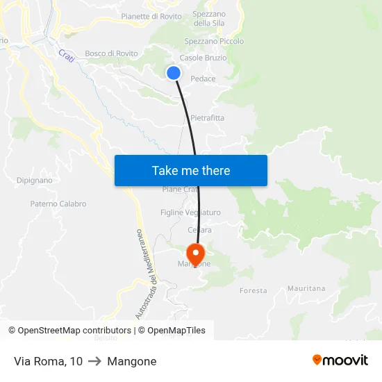 Via Roma, 10 to Mangone map
