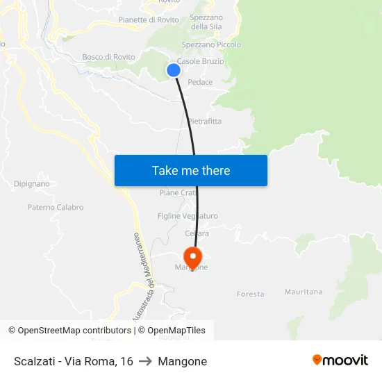 Scalzati - Via Roma, 16 to Mangone map