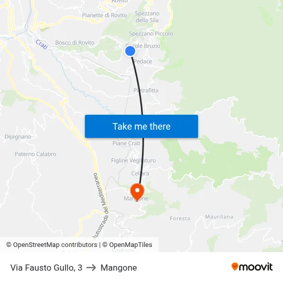 Via Fausto Gullo, 3 to Mangone map