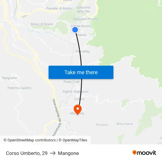 Corso Umberto, 29 to Mangone map