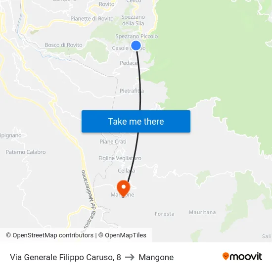 Via Generale Filippo Caruso, 8 to Mangone map