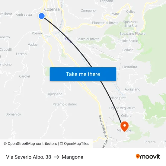 Via Saverio Albo, 38 to Mangone map