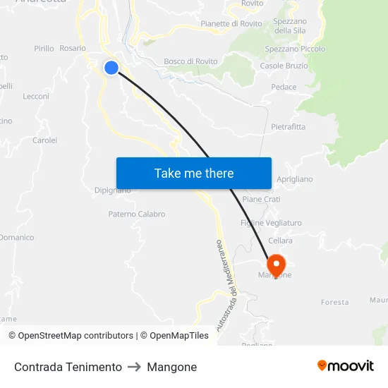 Contrada Tenimento to Mangone map