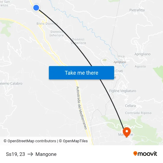 State Road 19, 23 to Mangone map