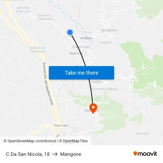 San Nicola District, 18 to Mangone map