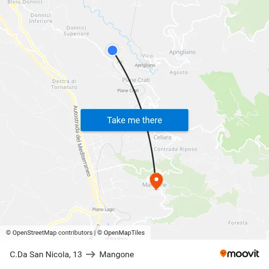 San Nicola District, 13 to Mangone map