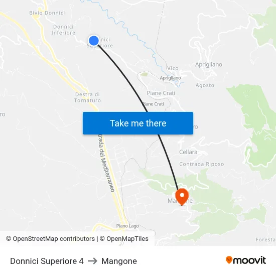 Upper Donnici 4 to Mangone map