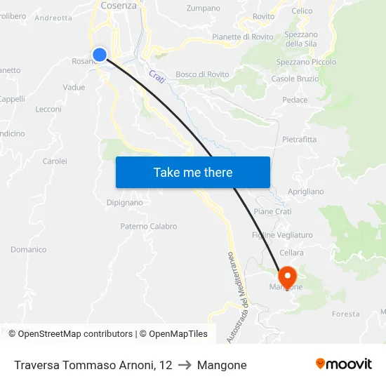 Tommaso Arnoni Traverse, 12 to Mangone map