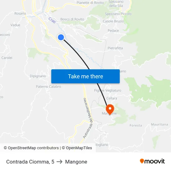 Ciomma District, 5 to Mangone map