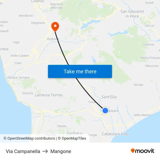 Via Campanella to Mangone map