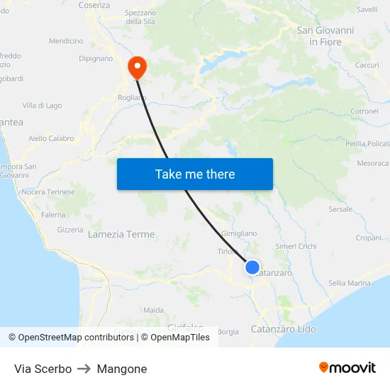 Scerbo Street to Mangone map