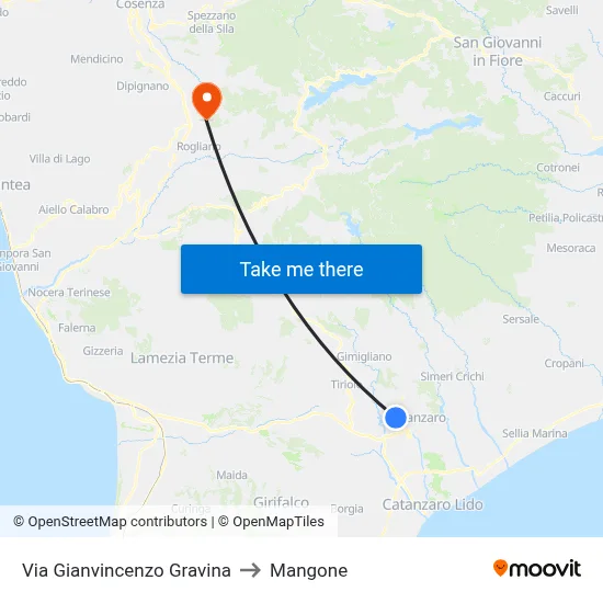 Gianvincenzo Gravina Street to Mangone map