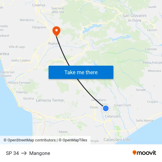 SP 34 to Mangone map