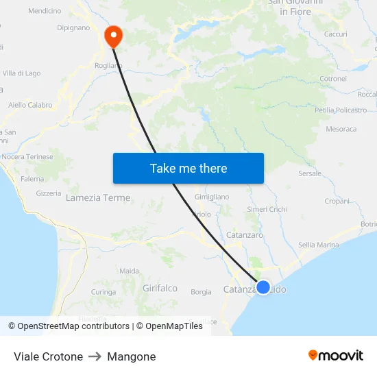 Crotone Avenue to Mangone map