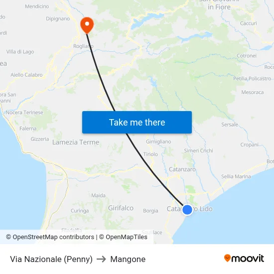 National Road (Penny) to Mangone map