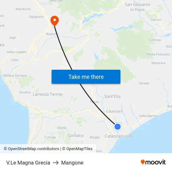 Magna Grecia Avenue to Mangone map