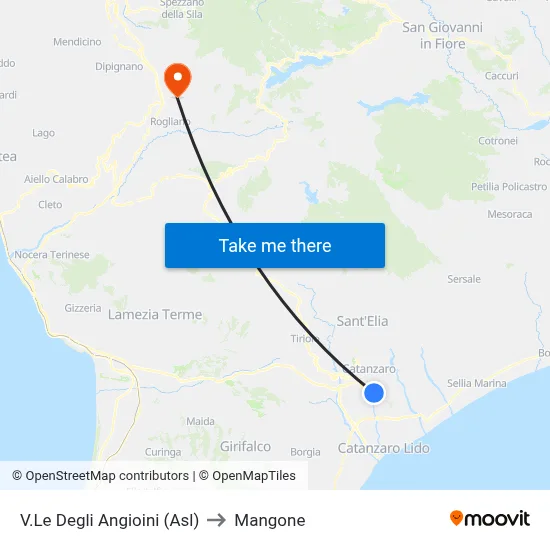 Angioini Avenue (Hospital) to Mangone map