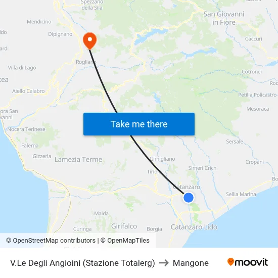 Angioini Avenue (Totalerg Station) to Mangone map