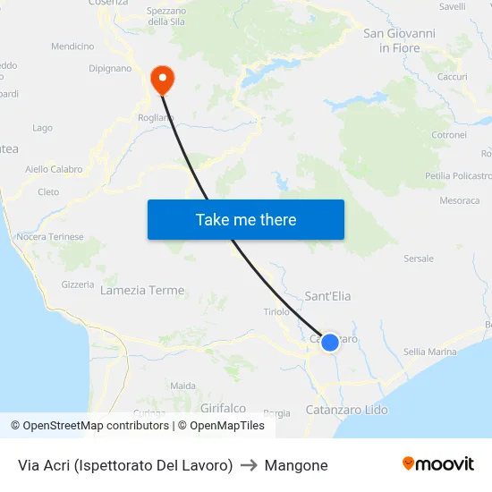 Via Acri (Ispettorato Del Lavoro) to Mangone map